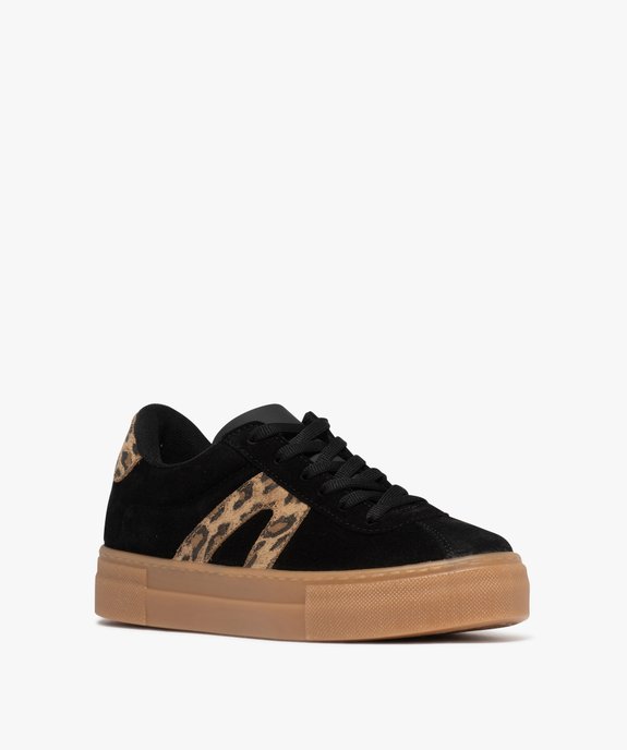 Baskets dessus cuir avec patchs léopard femme - Camps United vue3 - CAMPS - GEMO