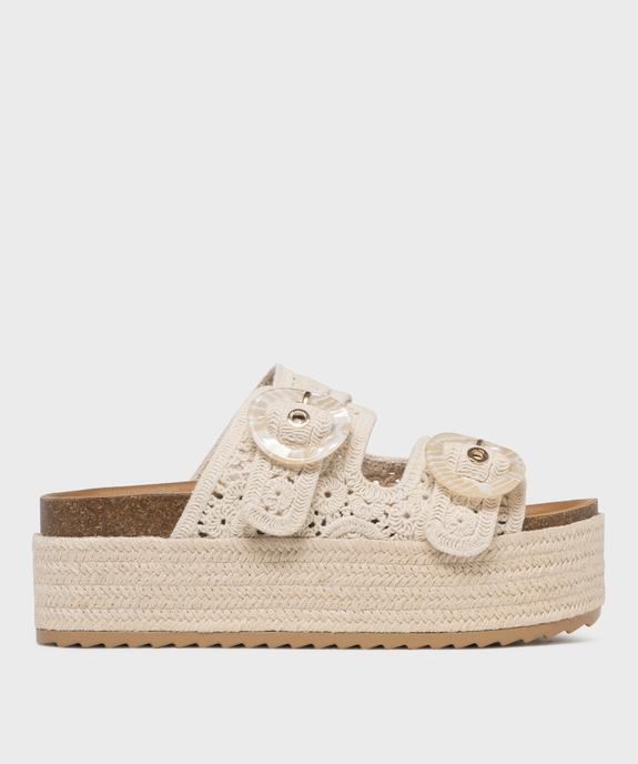 Mules à double bride façon macramé sur semelle plateforme femme - 5 Miles vue1 - 5 MILES - GEMO