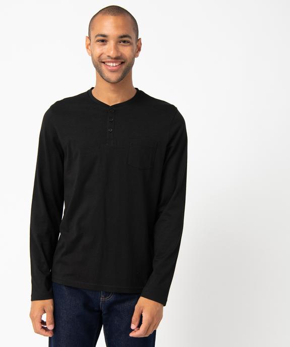 Tee-shirt à manches longues et col tunisien homme vue1 - GEMO 4G HOMME - GEMO