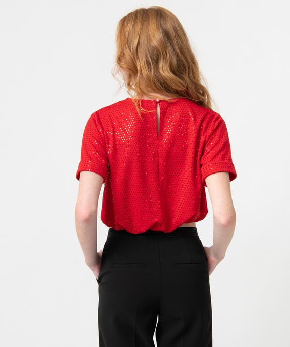 Tee-shirt femme à manches courtes à paillettes vue3 - GEMO(FEMME PAP) - GEMO