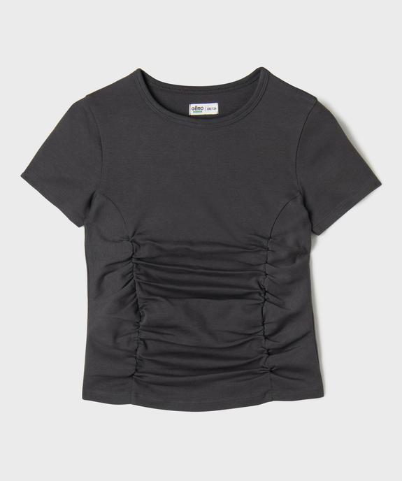 Tee-shirt manches courtes froncé fille vue1 - GEMO 4G FILLE - GEMO