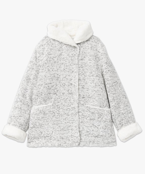Manteau en maille bouclette et détails duveteux femme grande taille vue4 - GEMO (G TAILLE) - GEMO