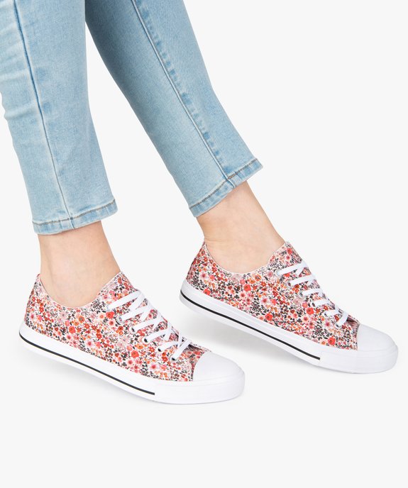 Baskets femme en toile à bout renforcé fermeture lacets vue1 - GEMO 4G FEMME - GEMO