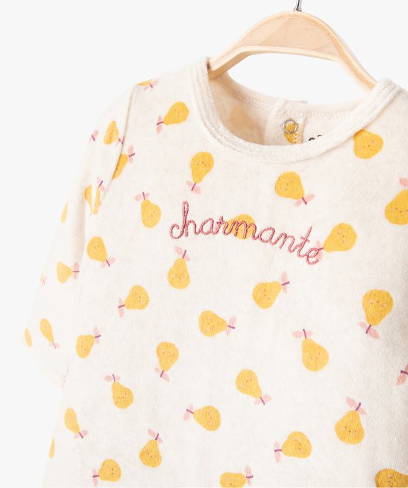 Pyjama bébé fille en velours imprimé poires et broderie vue4 - GEMO(BB COUCHE) - GEMO