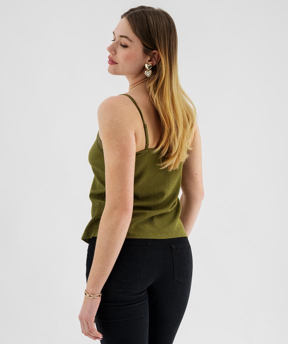 Débardeur à fines bretelles en maille texturée et broderies femme vue3 - GEMO 4G FEMME - GEMO