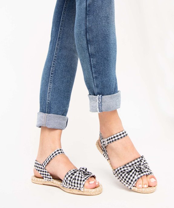 Sandales femme plates à semelle en corde dessus tissu vue1 - GEMO (CASUAL) - GEMO