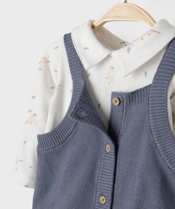 Ensemble 2 pièces body manches longues + salopette bébé vue2 - GEMO(BB COUCHE) - GEMO