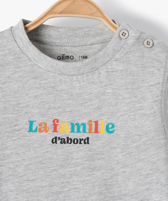 Tee-shirt bébé garçon avec message spécial famille vue2 - GEMO(BEBE DEBT) - GEMO