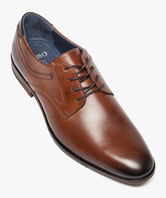 Derbies homme dessus et intérieur cuir avec col perforé vue5 - GEMO(URBAIN) - GEMO