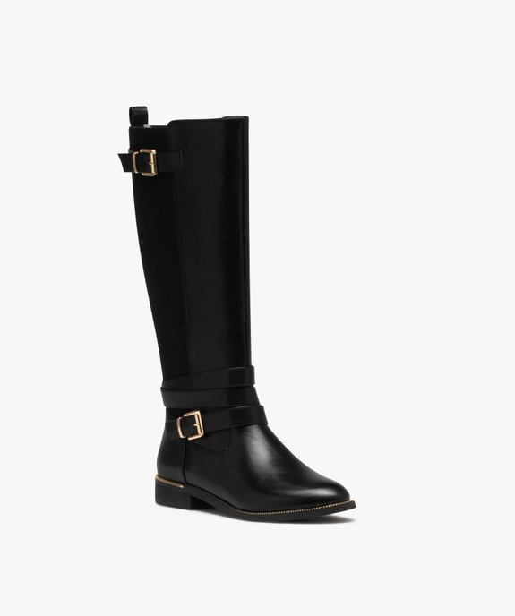 Bottes femme unies avec détails métallisés  vue2 - GEMO (CASUAL) - GEMO