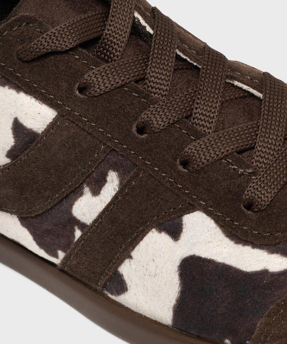 Baskets basses à lacets motifs pelage de vache femme - Camps United vue6 - CAMPS - GEMO
