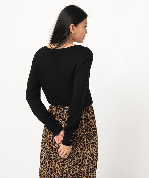 Pull en maille fine à col V et boutons fantaisie femme vue3 - GEMO 4G FEMME - GEMO