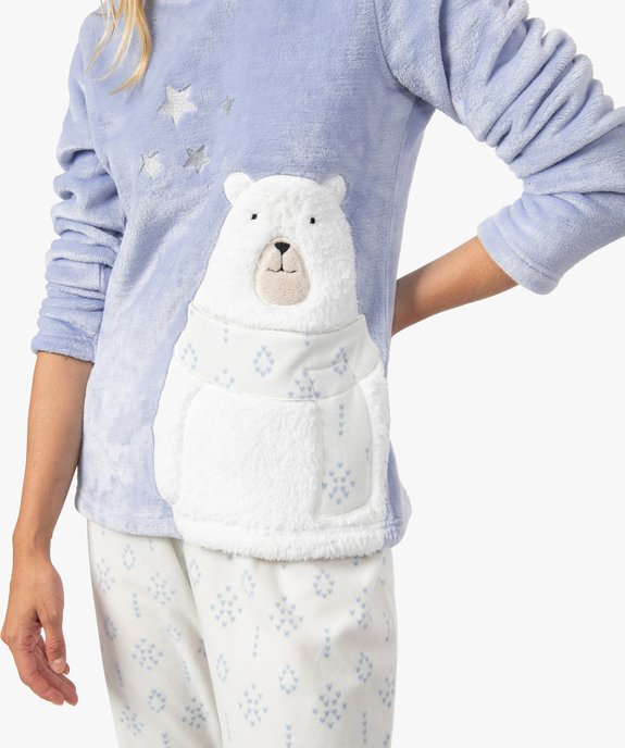 Pyjama femme chaud et douillet imprimé animal polaire vue2 - GEMO(HOMWR FEM) - GEMO