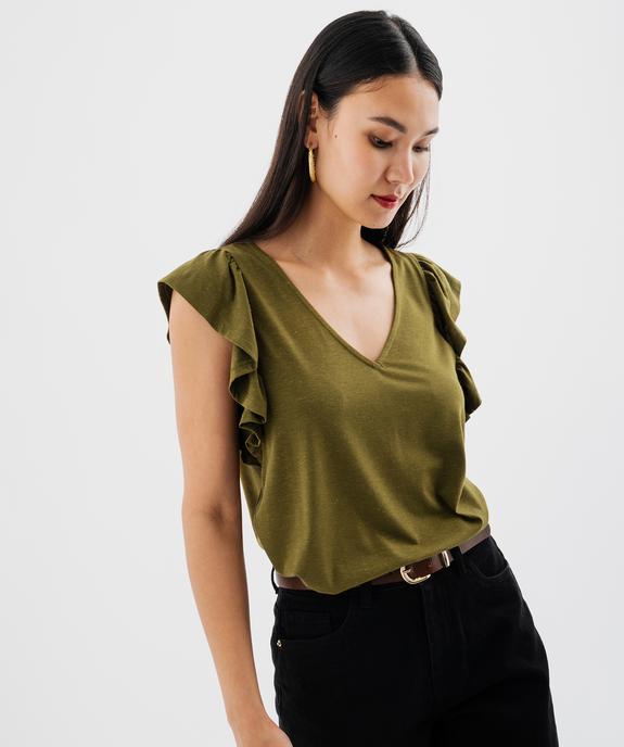 Tee-shirt manches courtes volantés à paillettes femme vue1 - GEMO(FEMME PAP) - GEMO