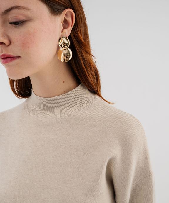 Pull à col montant coupe loose femme vue3 - GEMO 4G FEMME - GEMO