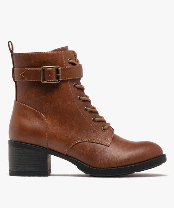 Bottines femme à talon carré et à lacets avec bride à boucle vue2 - VALENTINA BALDA - GEMO