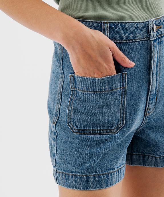 Short en jean ample taille haute avec poches sur l’avant femme vue2 - GEMO 4G FEMME - GEMO