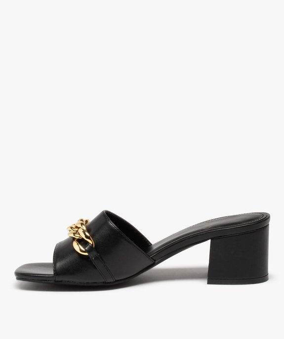 Mules femme à talon carré et chaine métallique vue3 - GEMO(URBAIN) - GEMO