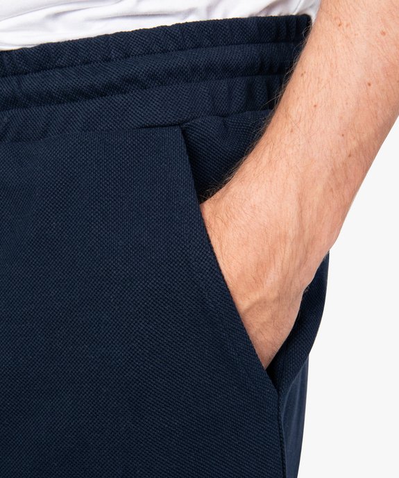 Bermuda homme uni en coton piqué vue2 - GEMO (HOMME) - GEMO