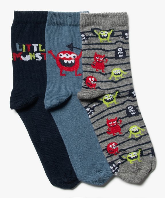 Chaussettes en coton à motifs garçon (lot de 3) vue1 - GEMO (ENFANT) - GEMO
