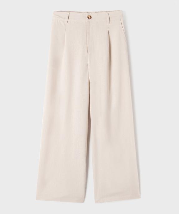 Pantalon large à pinces en lin et viscose fille vue1 - GEMO 4G FILLE - GEMO
