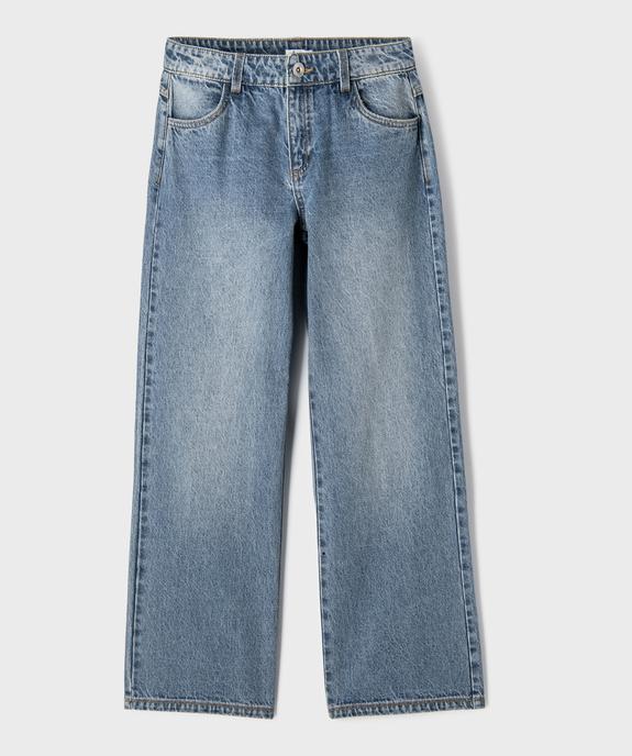 Jean loose à taille réglable en denim 100% coton fille vue1 - GEMO 4G FILLE - GEMO