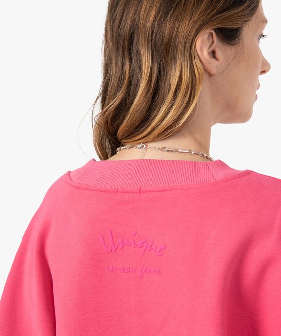Sweat femme coupe courte avec col V vue2 - GEMO(FEMME PAP) - GEMO