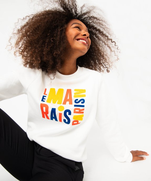 Sweat avec inscription Paris multicolore femme vue1 - GEMO(FEMME PAP) - GEMO
