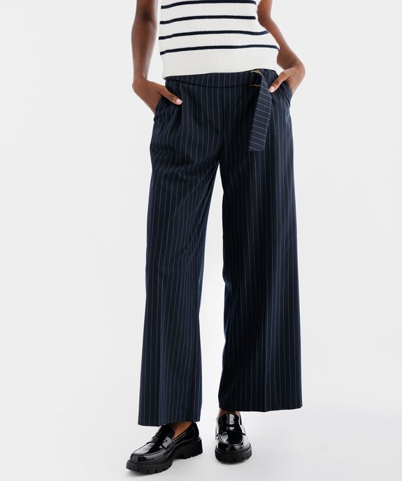 Pantalon large et fluide à rayures et plis femme vue1 - GEMO(FEMME PAP) - GEMO