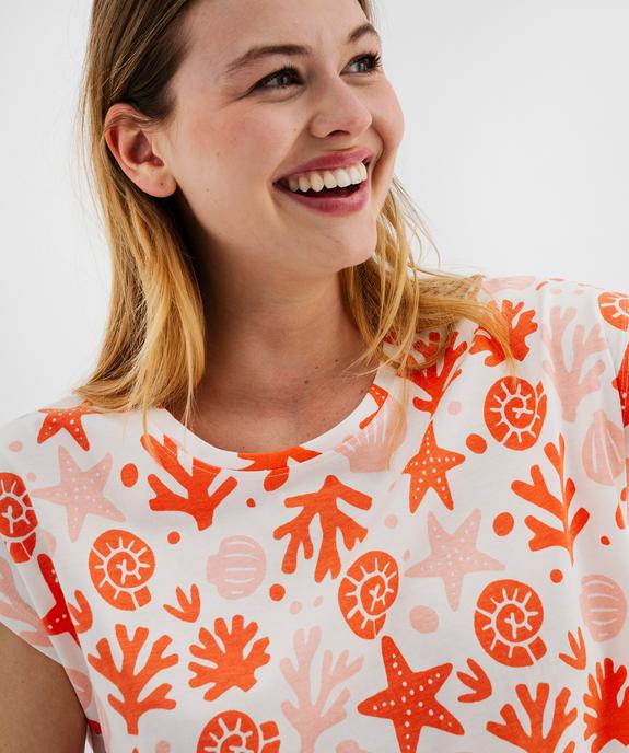 Chemise de nuit en coton à motifs marins femme vue2 - GEMO 4G FEMME - GEMO