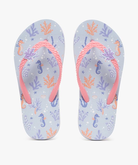 Tongs à motifs marins et brides écailles fille vue1 - GEMO (PLAGE) - GEMO