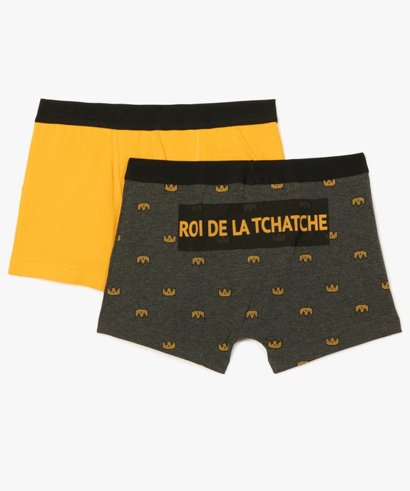 Boxer homme en coton bio avec inscription humoristique (lot de 2) vue1 - GEMO 4G HOMME - GEMO
