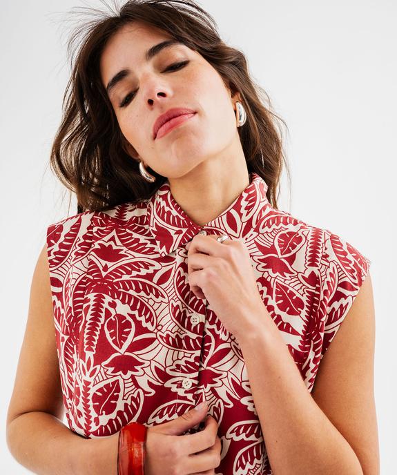 Blouse sans manches imprimée avec liens à nouer femme vue2 - GEMO 4G FEMME - GEMO