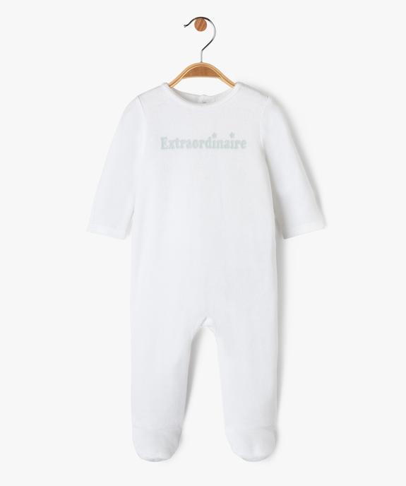 Pyjama dors-bien en velours avec message bébé vue1 - PREMIER PRIX BY GEMO - GEMO