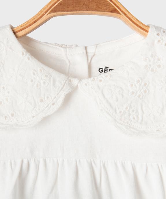 Tee-shirt manches longues ample à col Claudine en dentelle anglaise bébé fille vue2 - GEMO 4G BEBE - GEMO