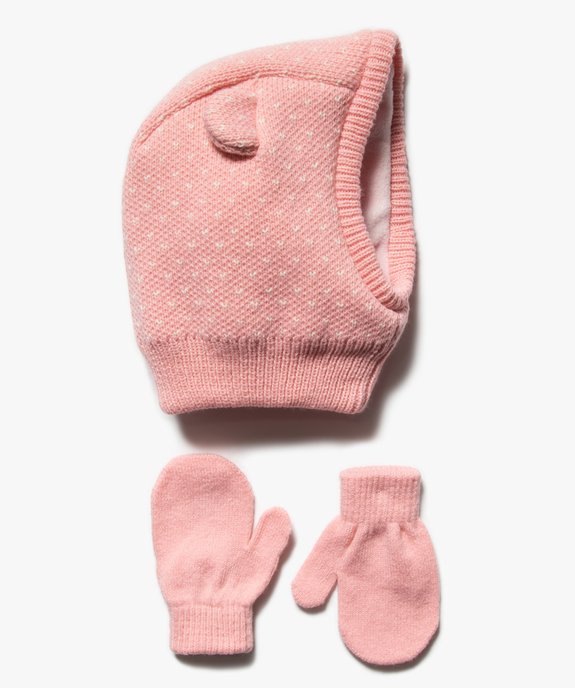 Ensemble bébé fille 2 pièces : cagoule + moufles vue1 - GEMO(BEBE DEBT) - GEMO