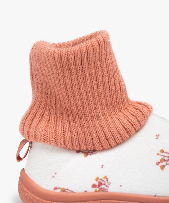 Chaussons fille imprimés en velours et à col chaussette  vue6 - GEMO (ENFANT) - GEMO