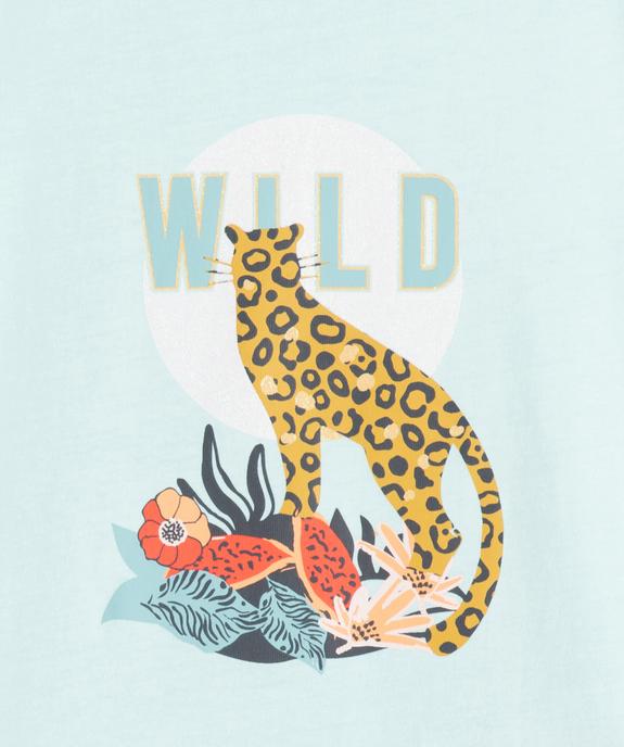 Tee-shirt fille à manches courtes imprimé panthère et paillettes vue2 - GEMO (ENFANT) - GEMO