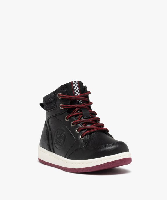 Baskets garçon mid-cut unies à col en toile vue2 - GEMO 4G GARCON - GEMO