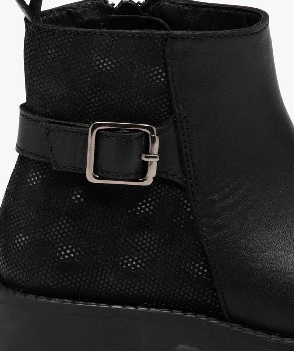 Boots fille dessus en cuir uni ajouré et à semelle crantée vue6 - GEMO (ENFANT) - GEMO