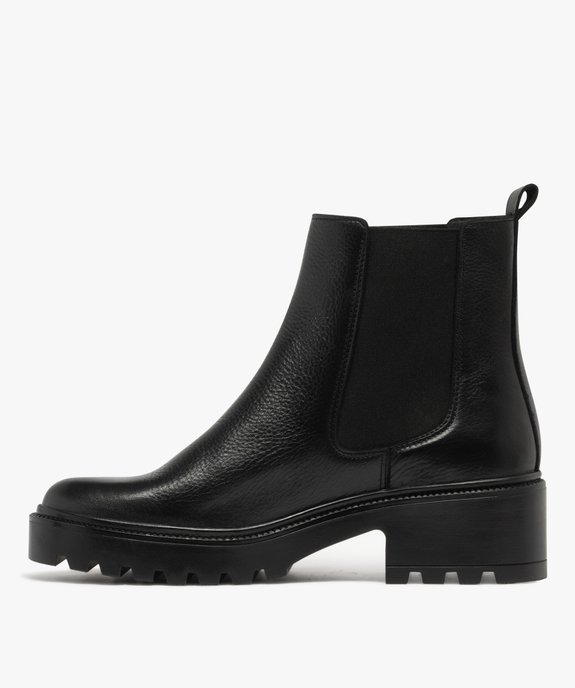 Boots femme dessus en cuir style Chelsea à semelle épaisse et crantée vue3 - 5 MILES - GEMO