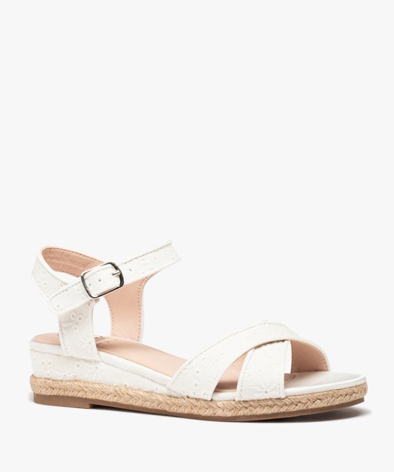 Sandales femme à petit talon compensé dessus dentelle anglaise vue2 - GEMO (CASUAL) - GEMO