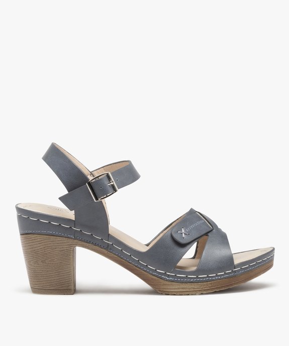 Sandales femme à talon imitation sabot et brides unies vue1 - GEMO(URBAIN) - GEMO