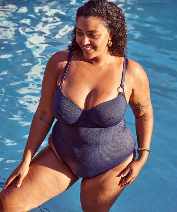 Maillot de bain une pièce femme grande taille à paillettes vue1 - GEMO (PLAGE) - GEMO