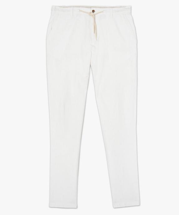 Pantalon homme straight en lin mélangé à taille élastiquée vue4 - GEMO (HOMME) - GEMO