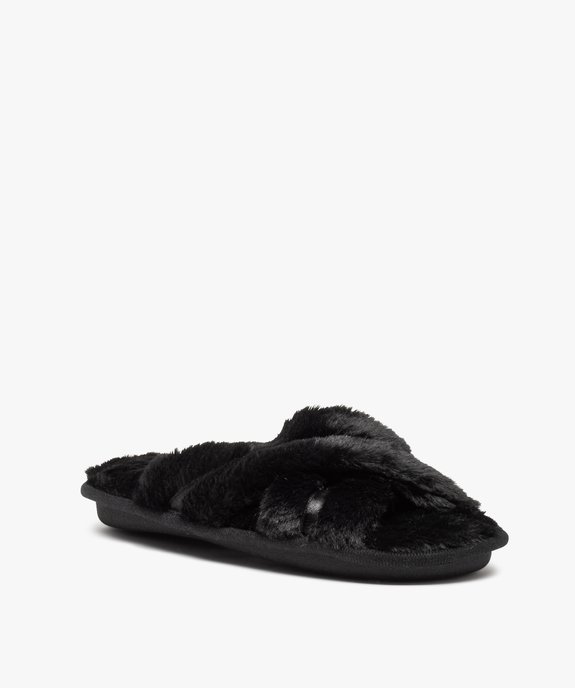 Chaussons femme mules ouvertes en fourrure imitation vue2 - GEMO(HOMWR FEM) - GEMO