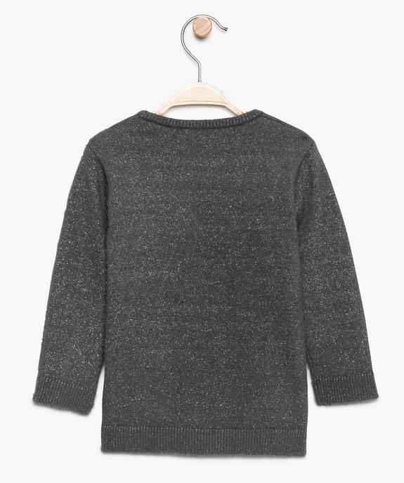 Gilet bébé fille porté ouvert en maille duveteuse pailletée vue2 - GEMO(BEBE DEBT) - GEMO
