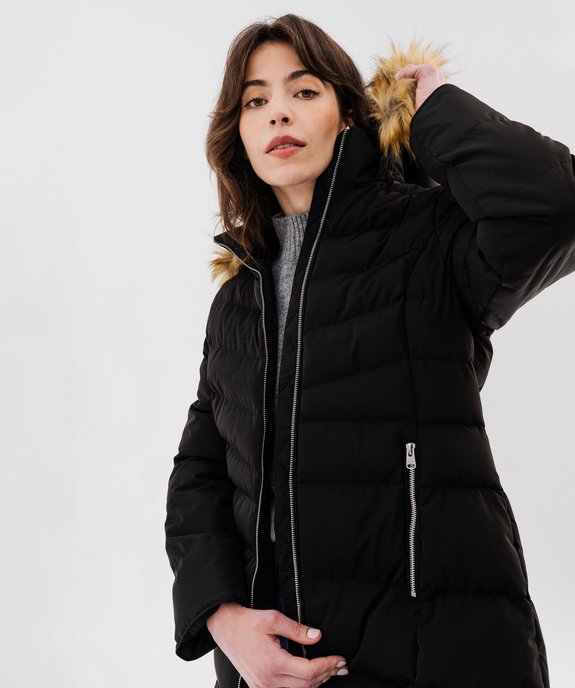 Doudoune longue avec capuche en fourrure imitation femme vue2 - GEMO(FEMME PAP) - GEMO