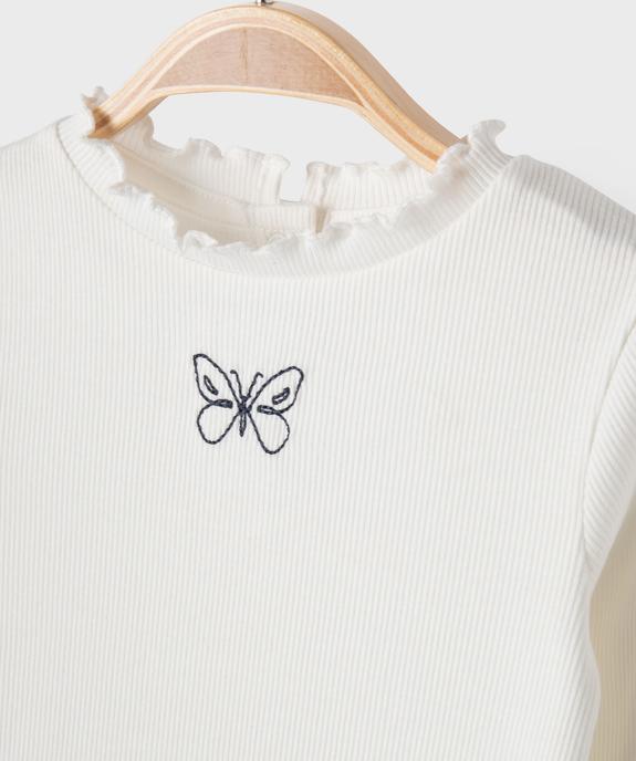Tee-shirt manches longues à motif brodé et finitions froncées bébé fille vue2 - GEMO 4G BEBE - GEMO