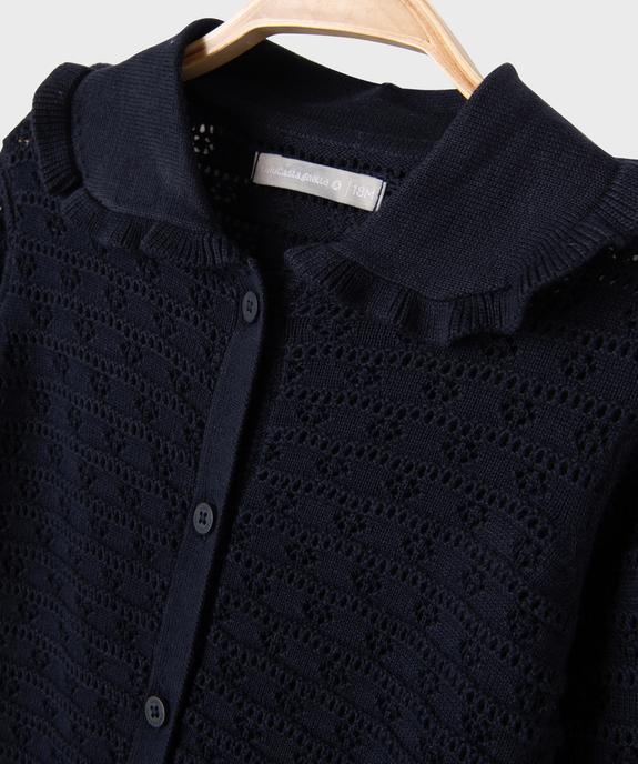 Gilet en coton ajouré à col Claudine bébé fille - LuluCastagnette vue2 - LULUCASTAGNETTE - GEMO